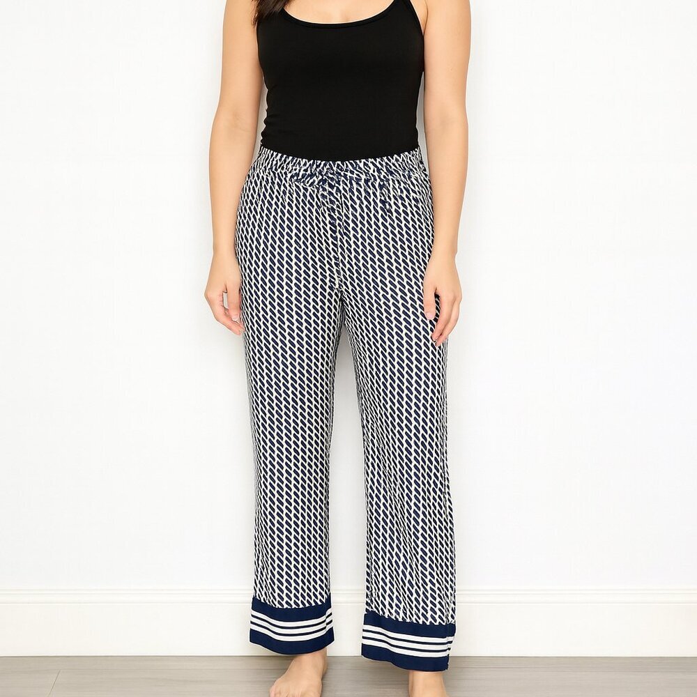 Talbots Petite 6P Geometric Print Pull-On Pants Elastic Waist, 28" Inseam Travel